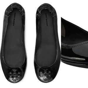 Tory Burch Patent Leather Ballet Flats Black. Size 5